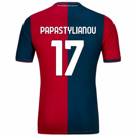 Kandiny Kinder Lysandros Andreas Papastylianou #17 Rot Dunkelblau Heimtrikot Trikot 2024/25 T-Shirt