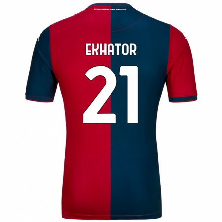 Kandiny Kinder Jeff Ekhator #21 Rot Dunkelblau Heimtrikot Trikot 2024/25 T-Shirt