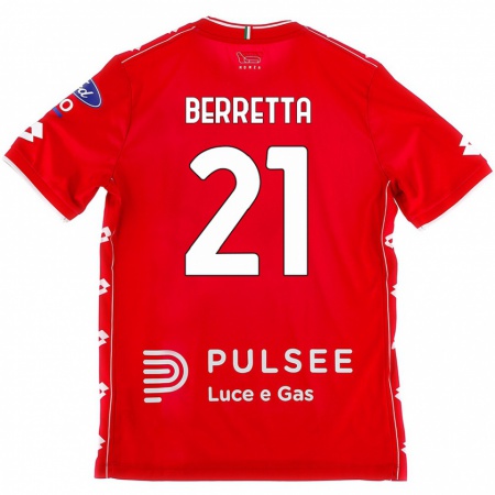 Kandiny Kinder Alessandro Berretta #21 Rot Weiß Heimtrikot Trikot 2024/25 T-Shirt