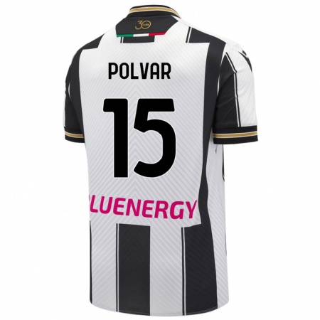 Kandiny Kinder Francesco Polvar #15 Weiß Schwarz Heimtrikot Trikot 2024/25 T-Shirt