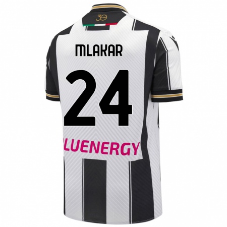 Kandiny Kinder Lorenzo Mlakar #24 Weiß Schwarz Heimtrikot Trikot 2024/25 T-Shirt