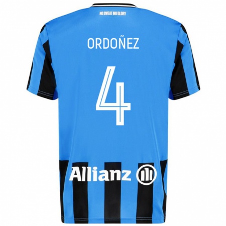 Kandiny Kinder Joel Ordóñez #4 Himmelblau Schwarz Heimtrikot Trikot 2024/25 T-Shirt