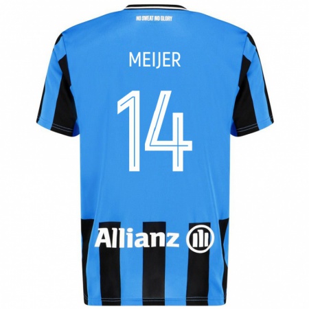 Kandiny Kinder Bjorn Meijer #14 Himmelblau Schwarz Heimtrikot Trikot 2024/25 T-Shirt