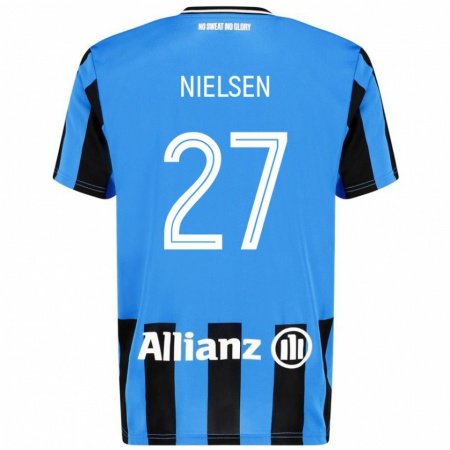 Kandiny Kinder Casper Nielsen #27 Himmelblau Schwarz Heimtrikot Trikot 2024/25 T-Shirt