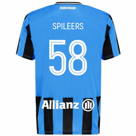 Kandiny Kinder Jorne Spileers #58 Himmelblau Schwarz Heimtrikot Trikot 2024/25 T-Shirt