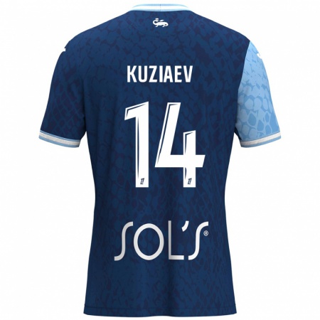 Kandiny Kinder Daler Kuzyaev #14 Himmelblau Dunkelblau Heimtrikot Trikot 2024/25 T-Shirt