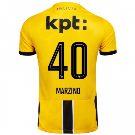 Kandiny Kinder Dario Marzino #40 Gelb Schwarz Heimtrikot Trikot 2024/25 T-Shirt