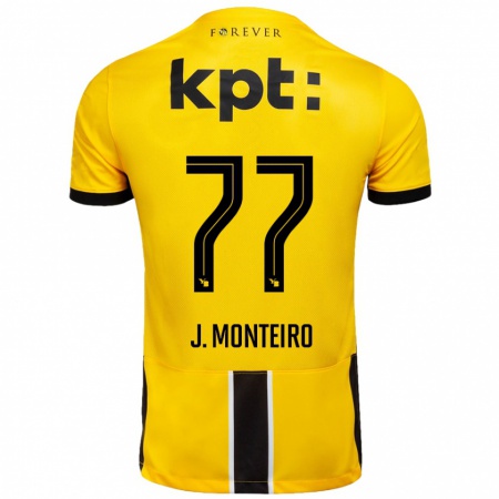 Kandiny Kinder Joël Monteiro #77 Gelb Schwarz Heimtrikot Trikot 2024/25 T-Shirt