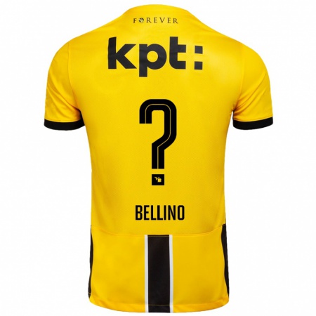 Kandiny Kinder Mattia Bellino #0 Gelb Schwarz Heimtrikot Trikot 2024/25 T-Shirt