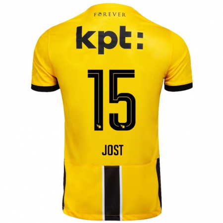 Kandiny Kinder Tristan Jost #15 Gelb Schwarz Heimtrikot Trikot 2024/25 T-Shirt