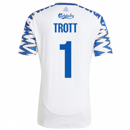 Kandiny Kinder Nathan Trott #1 Weiß Himmelblau Heimtrikot Trikot 2024/25 T-Shirt