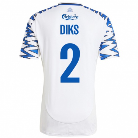 Kandiny Kinder Kevin Diks #2 Weiß Himmelblau Heimtrikot Trikot 2024/25 T-Shirt