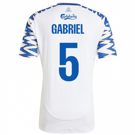 Kandiny Kinder Gabriel Pereira #5 Weiß Himmelblau Heimtrikot Trikot 2024/25 T-Shirt