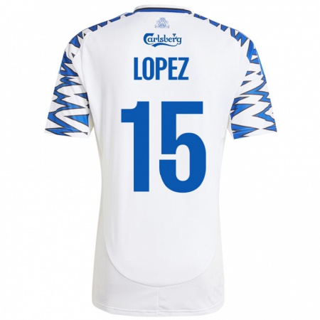 Kandiny Kinder Marcos López #15 Weiß Himmelblau Heimtrikot Trikot 2024/25 T-Shirt