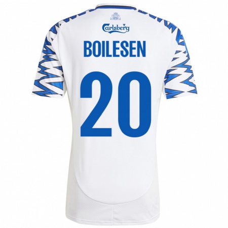 Kandiny Kinder Nicolai Boilesen #20 Weiß Himmelblau Heimtrikot Trikot 2024/25 T-Shirt