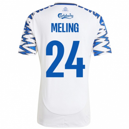 Kandiny Kinder Birger Meling #24 Weiß Himmelblau Heimtrikot Trikot 2024/25 T-Shirt