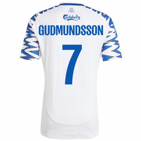 Kandiny Kinder Galdur Gudmundsson #7 Weiß Himmelblau Heimtrikot Trikot 2024/25 T-Shirt