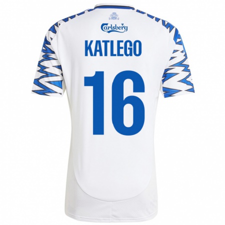 Kandiny Kinder David Katlego #16 Weiß Himmelblau Heimtrikot Trikot 2024/25 T-Shirt