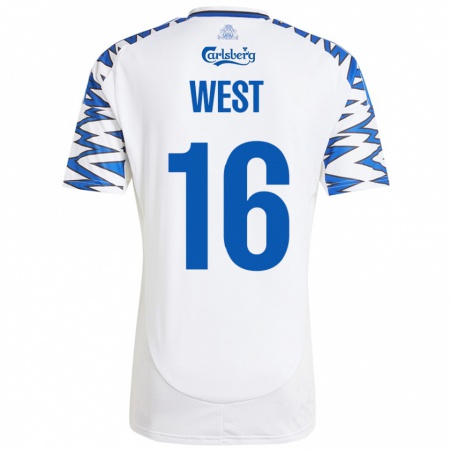 Kandiny Kinder Liam West #16 Weiß Himmelblau Heimtrikot Trikot 2024/25 T-Shirt