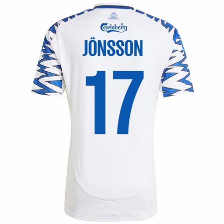 Kandiny Kinder Neo Jönsson #17 Weiß Himmelblau Heimtrikot Trikot 2024/25 T-Shirt