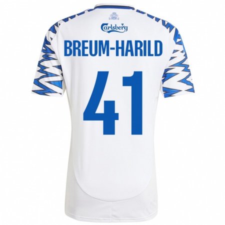 Kandiny Kinder Tobias Breum-Harild #41 Weiß Himmelblau Heimtrikot Trikot 2024/25 T-Shirt