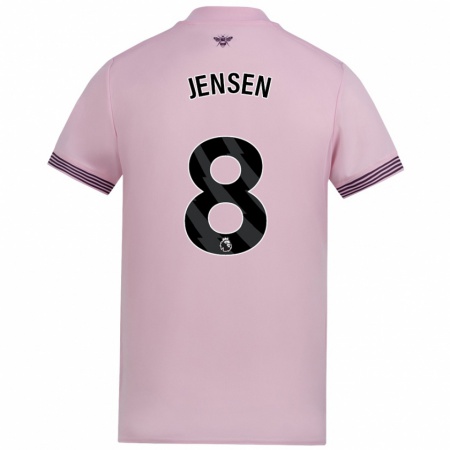 Kandiny Kinder Mathias Jensen #8 Rosa Auswärtstrikot Trikot 2024/25 T-Shirt