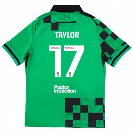 Kandiny Kinder Connor Taylor #17 Grün Schwarz Auswärtstrikot Trikot 2024/25 T-Shirt