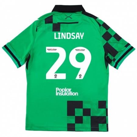 Kandiny Kinder Jamie Lindsay #29 Grün Schwarz Auswärtstrikot Trikot 2024/25 T-Shirt