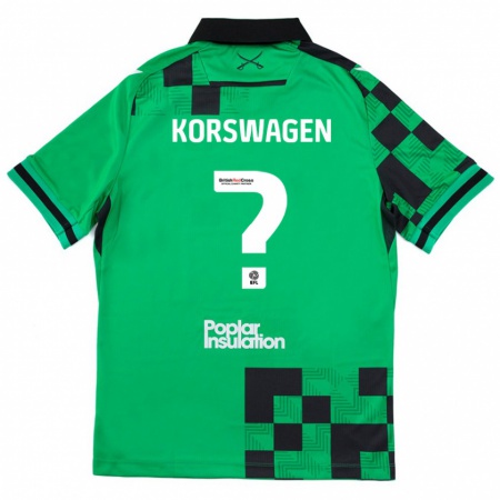 Kandiny Kinder Mattijis Korswagen #0 Grün Schwarz Auswärtstrikot Trikot 2024/25 T-Shirt