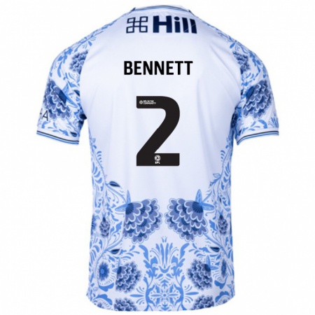 Kandiny Kinder Liam Bennett #2 Weiß Blau Auswärtstrikot Trikot 2024/25 T-Shirt