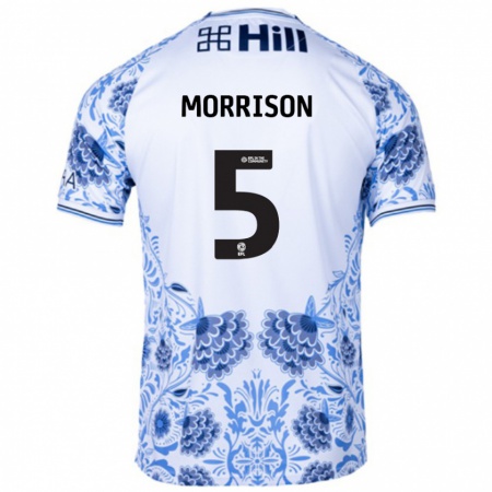 Kandiny Kinder Michael Morrison #5 Weiß Blau Auswärtstrikot Trikot 2024/25 T-Shirt