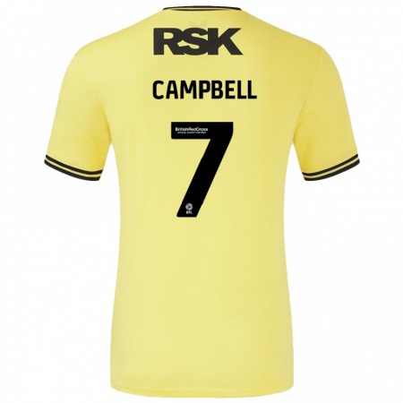 Kandiny Kinder Tyreece Campbell #7 Gelb Schwarz Auswärtstrikot Trikot 2024/25 T-Shirt