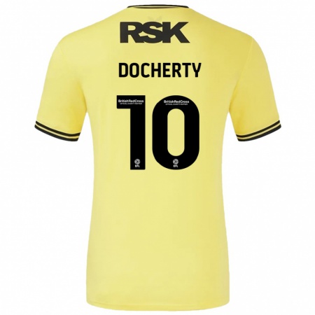 Kandiny Kinder Greg Docherty #10 Gelb Schwarz Auswärtstrikot Trikot 2024/25 T-Shirt