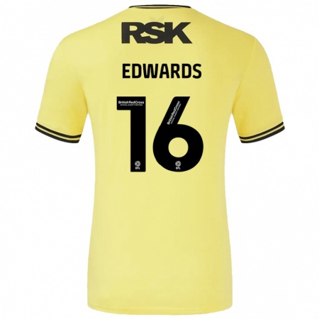 Kandiny Kinder Josh Edwards #16 Gelb Schwarz Auswärtstrikot Trikot 2024/25 T-Shirt