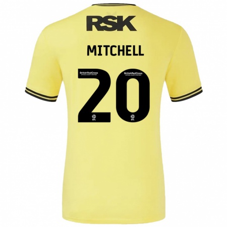 Kandiny Kinder Zach Mitchell #20 Gelb Schwarz Auswärtstrikot Trikot 2024/25 T-Shirt