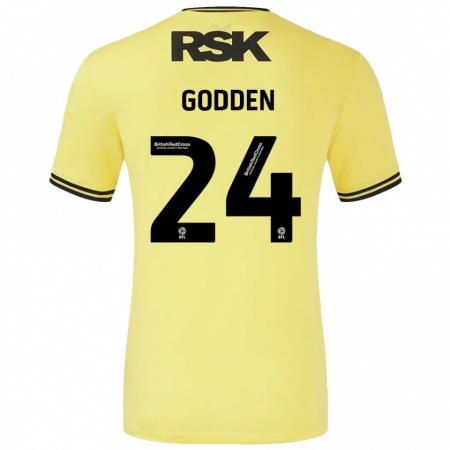 Kandiny Kinder Matty Godden #24 Gelb Schwarz Auswärtstrikot Trikot 2024/25 T-Shirt