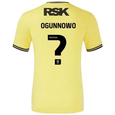 Kandiny Kinder Joshua Ogunnowo #0 Gelb Schwarz Auswärtstrikot Trikot 2024/25 T-Shirt