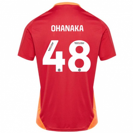 Kandiny Kinder Santino Ohanaka #48 Blau Cremeweiß Auswärtstrikot Trikot 2024/25 T-Shirt