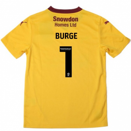 Kandiny Kinder Lee Burge #1 Orange Burgunderrot Auswärtstrikot Trikot 2024/25 T-Shirt