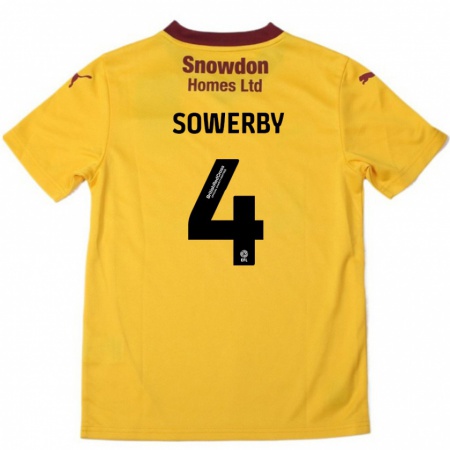 Kandiny Kinder Jack Sowerby #4 Orange Burgunderrot Auswärtstrikot Trikot 2024/25 T-Shirt