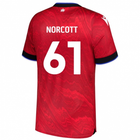 Kandiny Kinder Tom Norcott #61 Rot Schwarz Auswärtstrikot Trikot 2024/25 T-Shirt