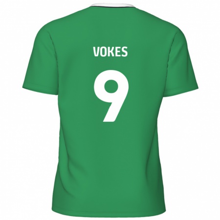 Kandiny Kinder Sam Vokes #9 Grün Weiße Streifen Auswärtstrikot Trikot 2024/25 T-Shirt