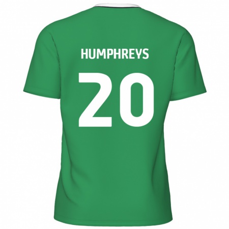 Kandiny Kinder Cameron Humphreys #20 Grün Weiße Streifen Auswärtstrikot Trikot 2024/25 T-Shirt