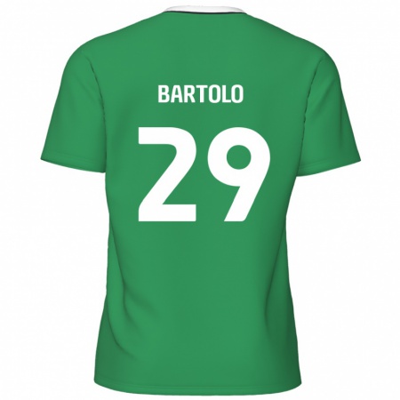 Kandiny Kinder Jaiden Bartolo #29 Grün Weiße Streifen Auswärtstrikot Trikot 2024/25 T-Shirt