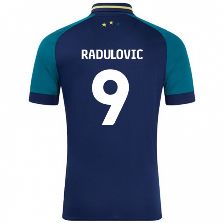 Kandiny Kinder Bojan Radulovic #9 Marine Dunkelgrün Auswärtstrikot Trikot 2024/25 T-Shirt