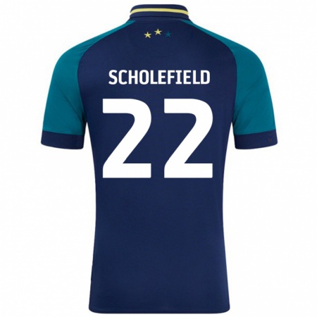 Kandiny Kinder Lois Scholefield #22 Marine Dunkelgrün Auswärtstrikot Trikot 2024/25 T-Shirt