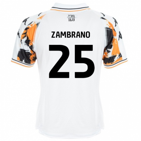 Kandiny Kinder Óscar Zambrano #25 Weiß Auswärtstrikot Trikot 2024/25 T-Shirt