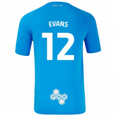 Kandiny Kinder Ched Evans #12 Himmelblau Auswärtstrikot Trikot 2024/25 T-Shirt