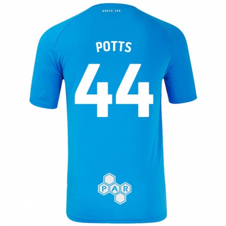 Kandiny Kinder Brad Potts #44 Himmelblau Auswärtstrikot Trikot 2024/25 T-Shirt