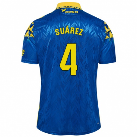 Kandiny Kinder Alex Suárez #4 Blau Gelb Auswärtstrikot Trikot 2024/25 T-Shirt